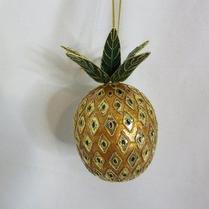 Ornament Pineapple Cloisonne Metal Christmas Tree Food Fruit Decoration